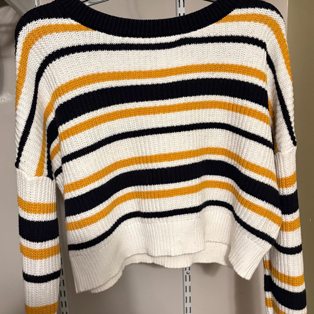 PacSun Women's Striped Sweater - Black, White, and Yellow